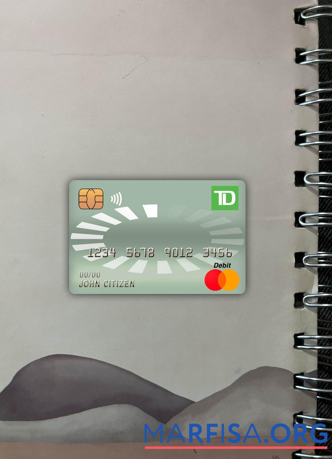 Blank Canada TD master debit card photolook front real example